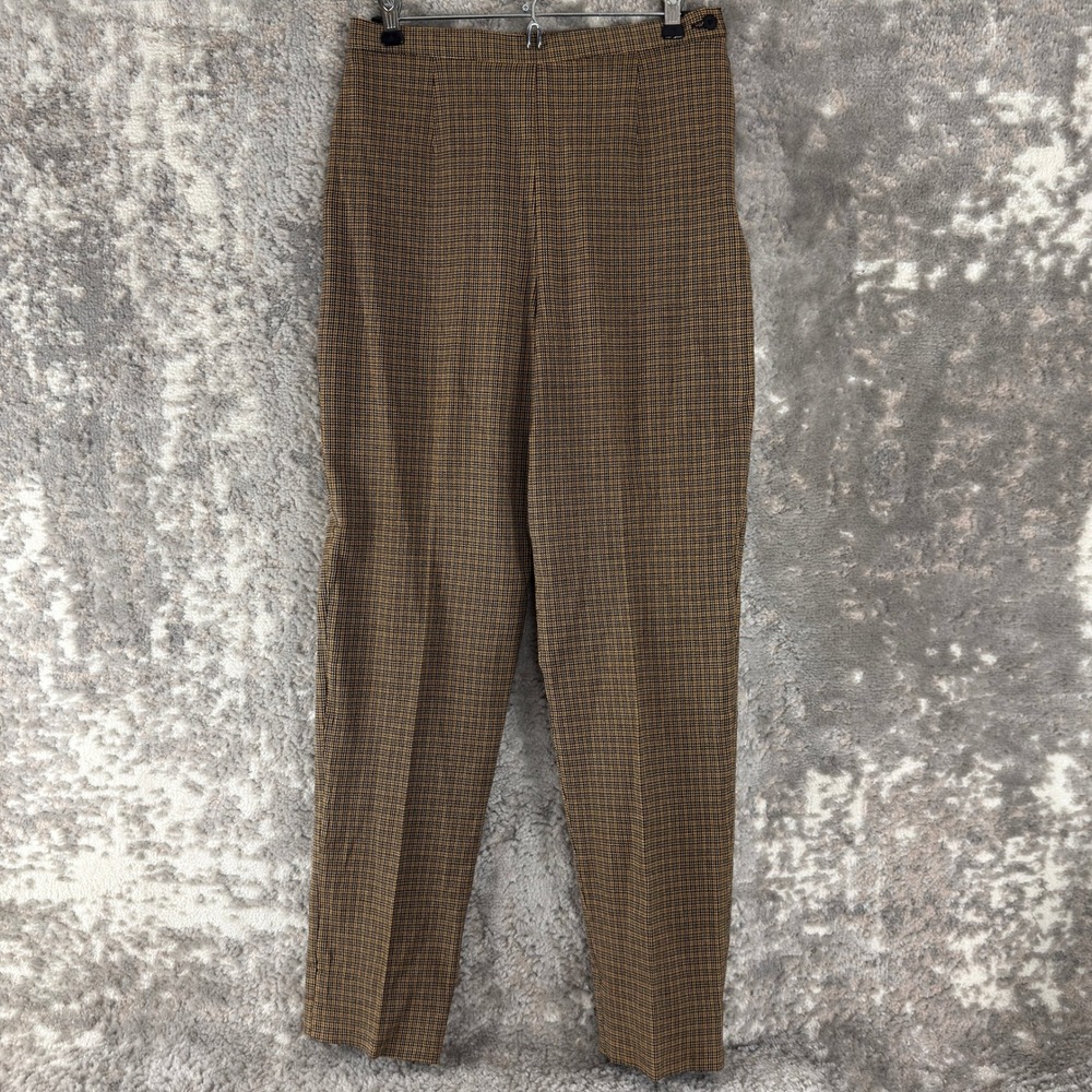 Tofy Size 10 Plaid Check High Waist Tapered Ankle Dress‎ Pants Brown None Women